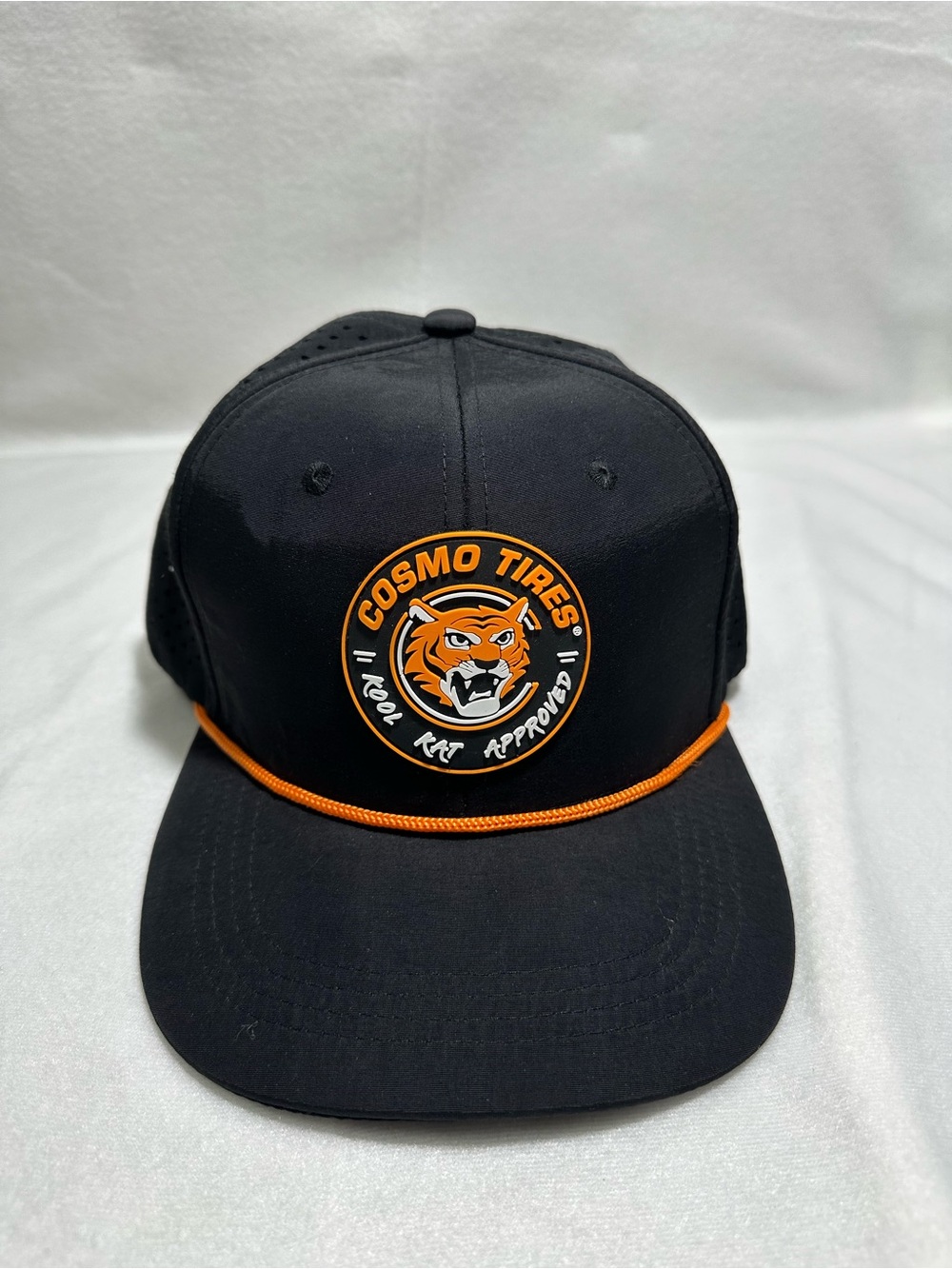 Black Snapback Hat with Orange Trim